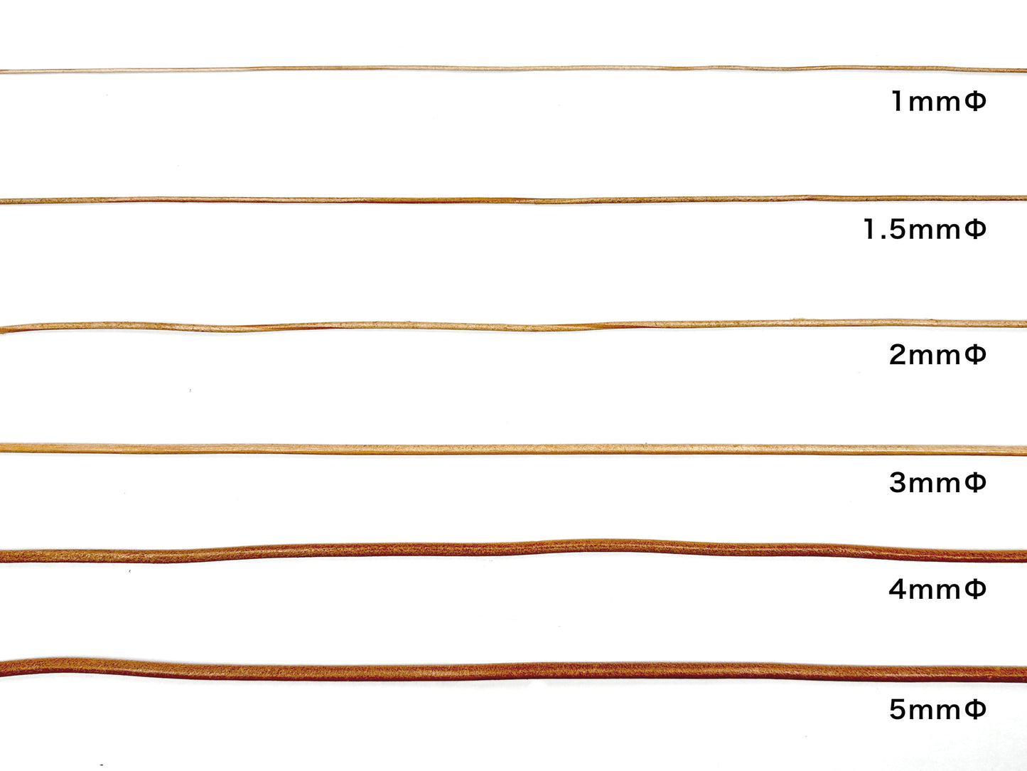 Domestic cowhide tanned round cord 3mmΦ Sold in 1M units