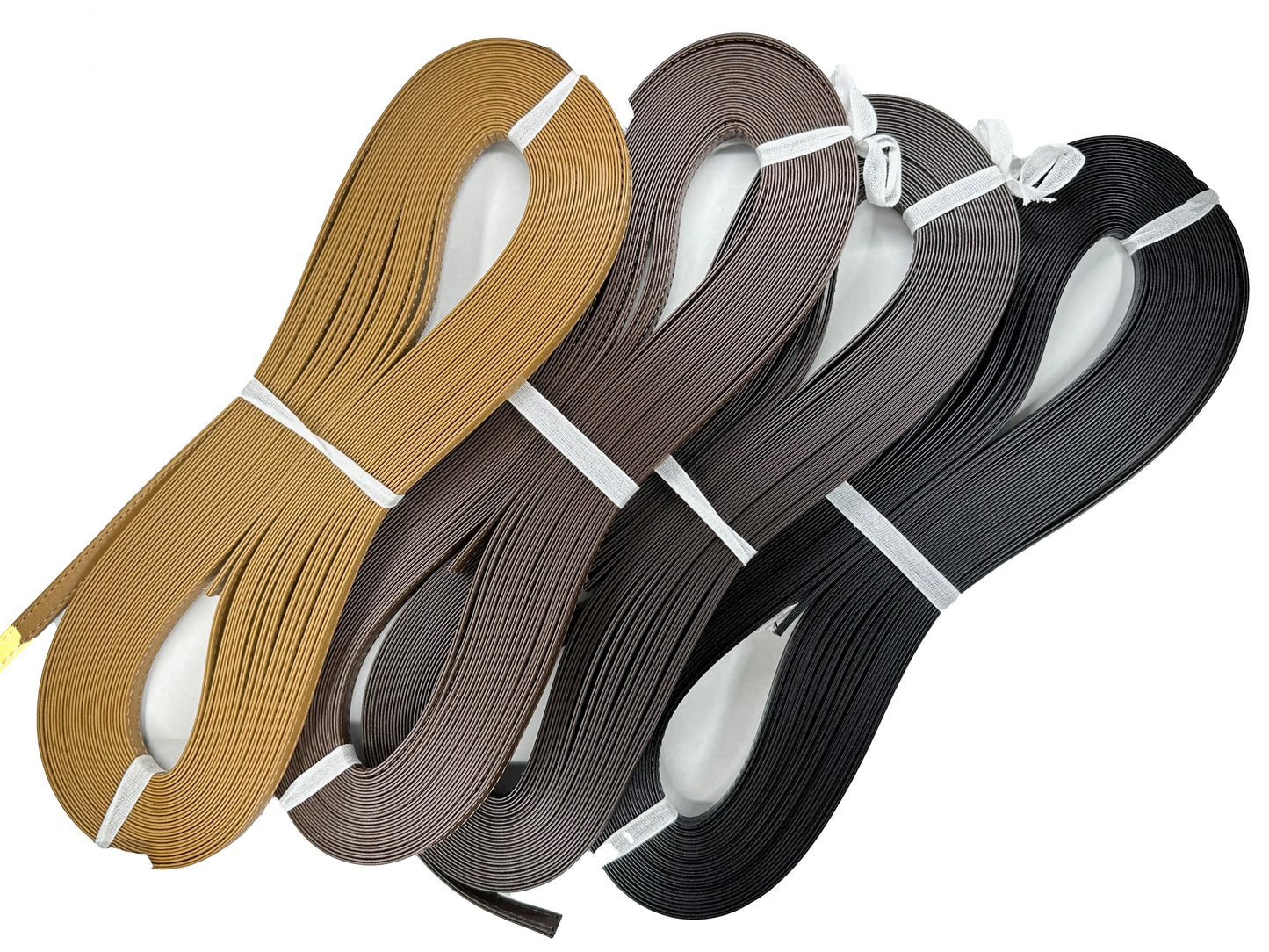 Leather double-fold tape with double stitching, 10mm, 10m random skein, K910