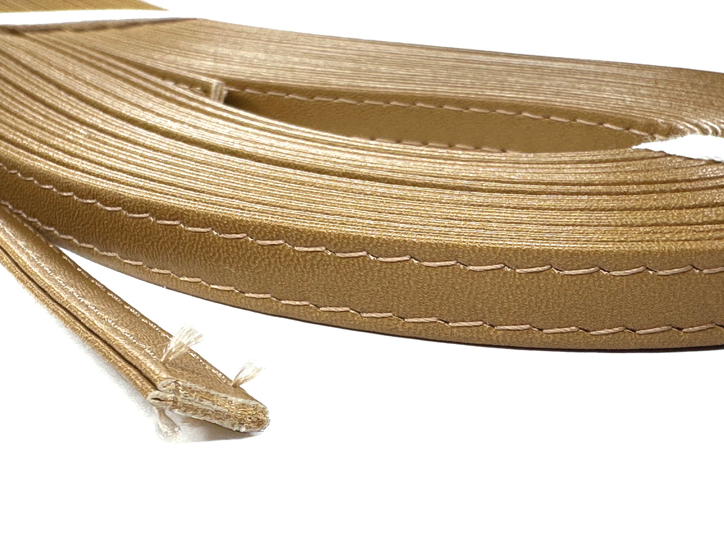 Leather double-fold tape with double stitching, 10mm, 10m random skein, K910
