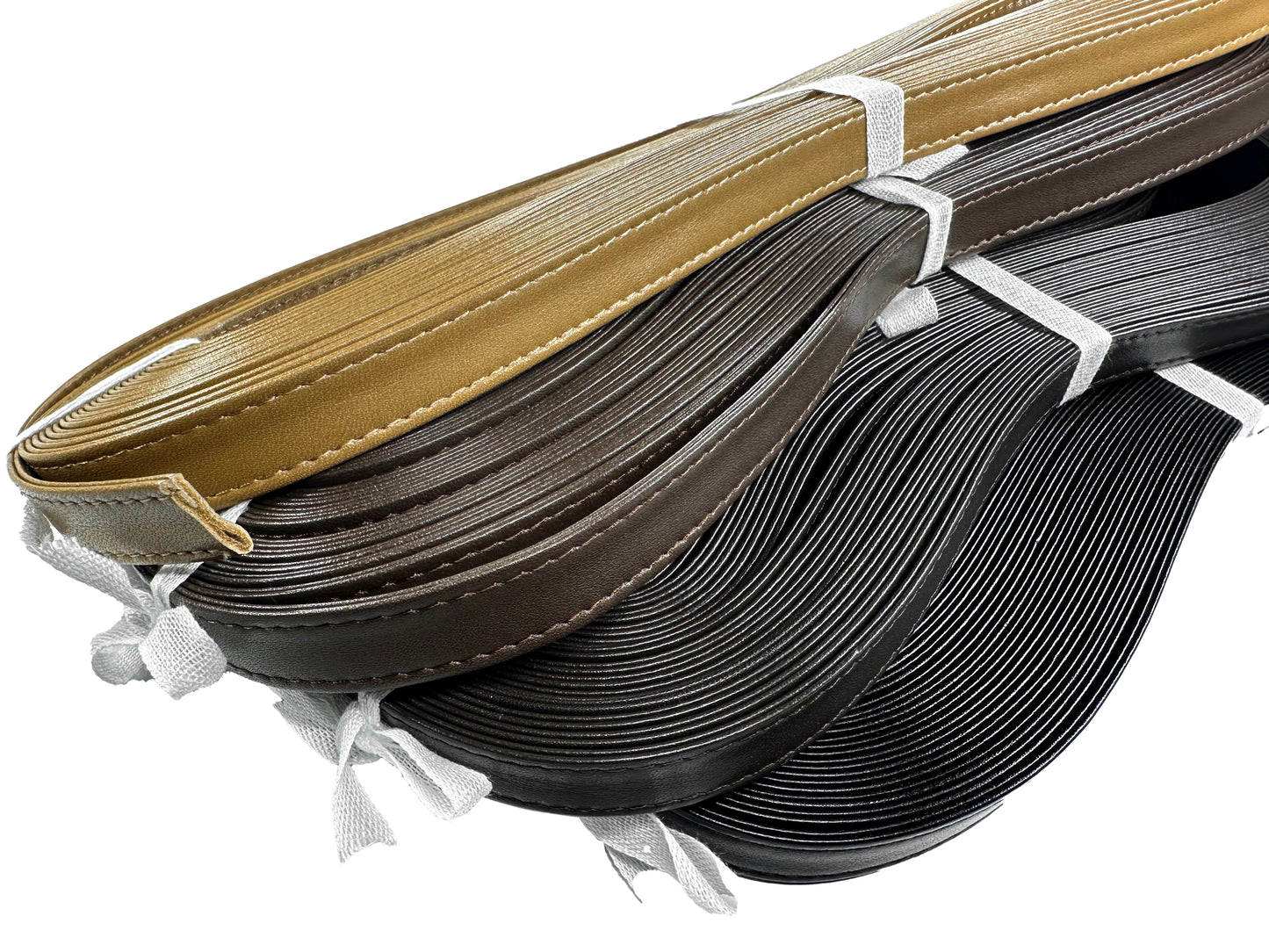 Leather four-fold tape W stitch 15mm 10M random skein K915
