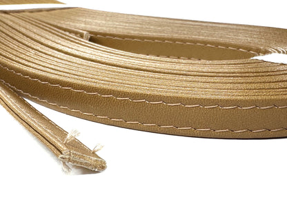 Leather double-fold tape with double stitching, 10mm, 10m random skein, K910